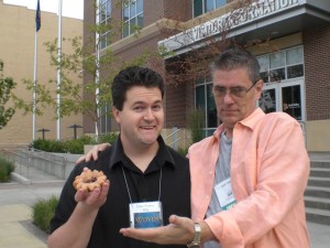 David Powers King and me admiring a donut 